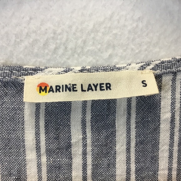 Marine Layer Frances Wrap Dress Linen Blend Striped - Picture 9 of 11